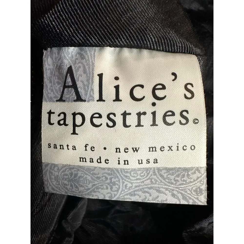 Alice Tapestries Women's Geometric Pattern Black Strap Travel Duffel Bag NWOT